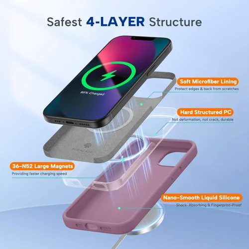 Miniatura 3 de Miracase Funda diseñada para iPhone 13, con protector de pantalla de vidrio templado, forro de microfibra suave antiarañazos, funda de goma