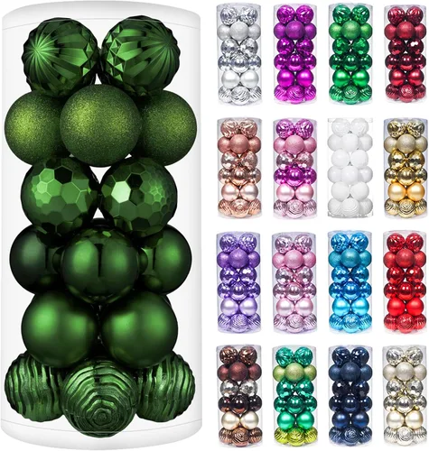 Miniatura 27 de XmasExp - Juego de 24 adornos de bola de Navidad mini irrompibles, adornos para árbol de Navidad, bolas de árbol de Navidad de 30 mm/1.18 pulgadas