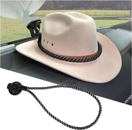 zipelo Soportes para Sombreros para Automóvil, Soporte para Sombrero de Vaquero con Ventosa y Cuerda Hecha a Mano, Accesorios para Automóvil,