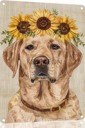 Cartel de metal retro de Labrador Retriever, decoración de pared vintage, girasol para pub, restaurantes, cafetería, club, placa de pared de cueva