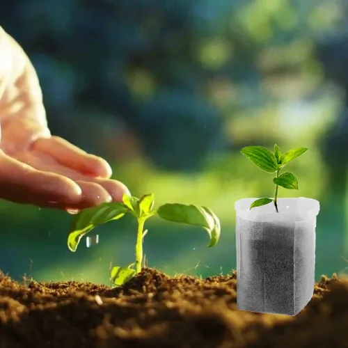 Miniatura 3 de 100 bolsas de cultivo para guardería, bolsa de cultivo de plántulas de tela no tejida para alta tasa de supervivencia de plántulas, bolsas