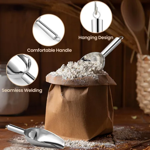Miniatura 5 de OLESBUR Cuchara de hielo prémium de 6 onzas para congelador, cuchara de hielo de metal multiusos para máquina de hielo, cuchara de hielo pequeña