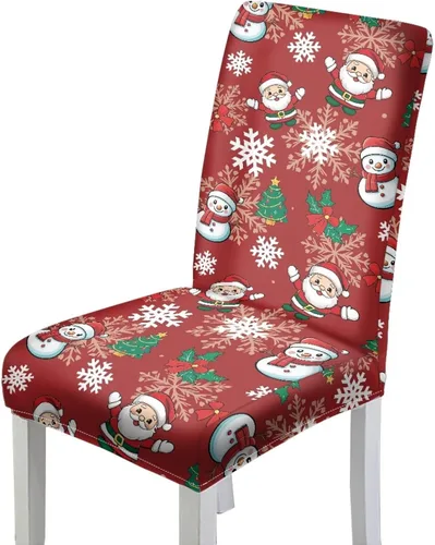 Miniatura 13 de HUGS IDEA Christmas Lights Seat Covers for Dining Room Chairs Set of 6 Xmas Stretch Chair Slipcovers Protector Removable and Washable Kitchen Dining