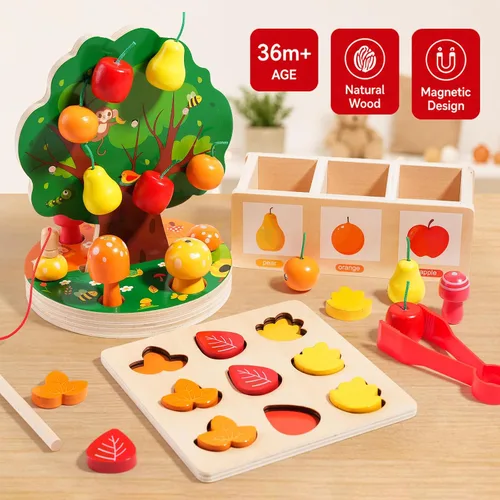 Miniatura 8 de INIFEIDALA Juguetes Montessori para niños de 3, 4, 5 y 6 años - Juguete sensorial de madera para niños pequeños - Rompecabezas de clasificación