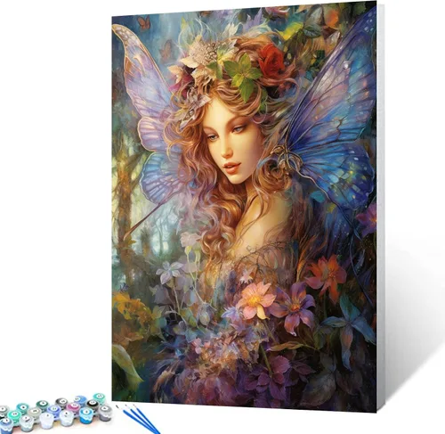 Miniatura 18 de Tucocoo Kit de pintura por números con pinceles y pigmento acrílico sobre lienzo para adultos, estrellas de luna, estilo creativo, proyectos