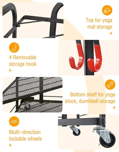 Miniatura 4 de PLKOW Weight Rack for Dumbbells, Home Gym Storage for Dumbbells Yoga Mat Kettlebells, Yoga Mat Storage Rack for Garage, Home Gym