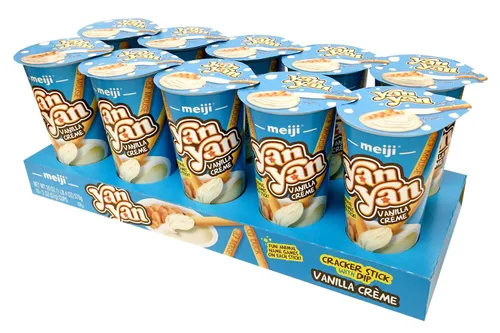 Miniatura 6 de Meiji Yan Yan - Palitos de inmersión, crema de fresa, 2 onzas, paquete de 10 unidades, palitos de galletas con frases divertidas de animales
