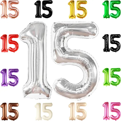 Miniatura 14 de Katchon, Globos rojos enormes del número 15, 40 pulgadas, globos del número 15, decoraciones de cumpleaños de 15 para niñas, decoraciones