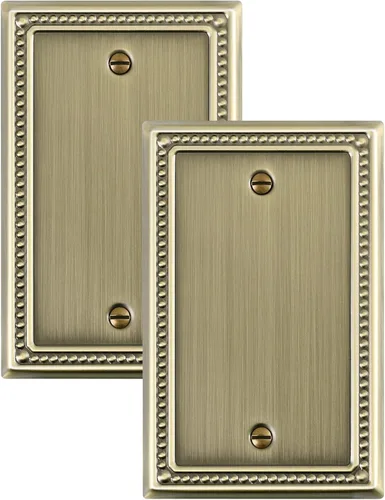 Miniatura 27 de Paquete de 2 placas de triple interruptor de luz de palanca, cubiertas decorativas de perlas, placa de pared de metal de 3 segmentos de latón Latón