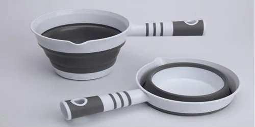 Miniatura 2 de Cucharón de agua, cuchara de baño plegable, cuchara de agua de plástico para viajes, tabo, utilizado en cocina, jardín, baño (gris)