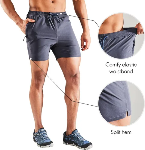 Miniatura 2 de Haimont Pantalones cortos de senderismo de secado rápido para hombre de 5 pulgadas con bolsillos con cremallera, UPF50+ ligeros resistentes al agua