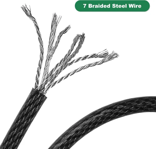 Miniatura 3 de Cable de seguridad resistente a los cortes de 15 pies x 1/2 pulgadas Acero trenzado flexible recubierto de vinilo con extremos en bucle Cable