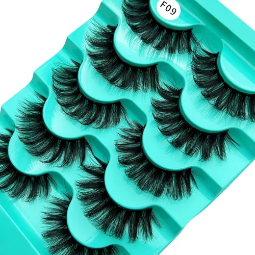 Miniatura 5 de Pestañas postizas de visón con volumen que parecen extensiones glamorosas y rizadas, paquete de 5 pares