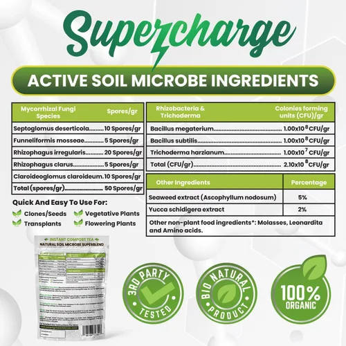 Miniatura 4 de Hongos micorrízicos con bacterias beneficiosas, tricoderma, algas marinas, melaza, yuca, Smart Grower Supercharge Potenciador de raíces de plantas