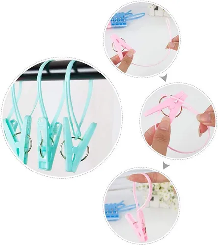 Miniatura 7 de 20 perchas de viaje con 12 clips, accesorios de viaje portátiles, perchas plegables para ropa, tendedero plegable para ropa de viaje, esenciales