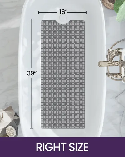 Miniatura 2 de DEXI Alfombrilla de Tina Antideslizante 16x35, Alfombrillas de Ducha para Baño y Tina, Alfombrilla de Baño Ovalada Lavable con Ventosas y Orificios