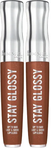 Miniatura 25 de Rimmel Stay Glossy Brillo de labios - Fórmula ligera y no pegajosa para color y brillo de labios - 130 Blushing Belgraves,.18oz Belgraves sonrojados