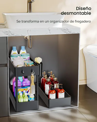 Miniatura 9 de Pipishell Carrito de almacenamiento delgado con ruedas, organizador de baño de 3 niveles y carrito de almacenamiento, carritos rodantes para baño