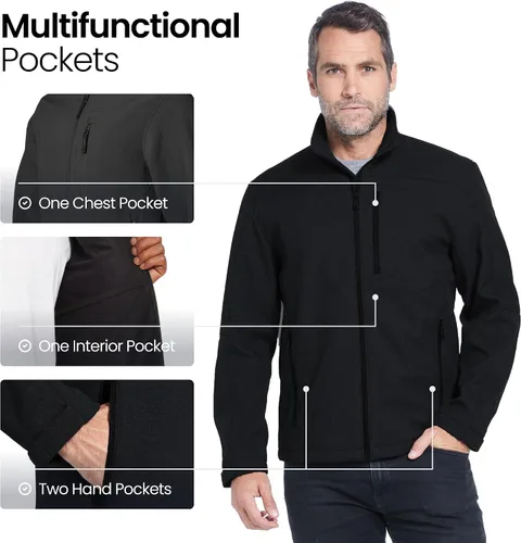 Miniatura 5 de Chaqueta impermeable de peso medio, tela Softshell resistente al agua y al viento, tallas S a 3XL, para hombre