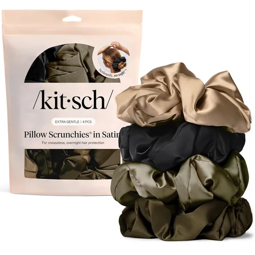 Miniatura 26 de Kitsch Coleteros de satén para mujer, sin arrugas, control de encrespamiento, más suave que la seda para todo tipo de cabello, accesorios elegantes