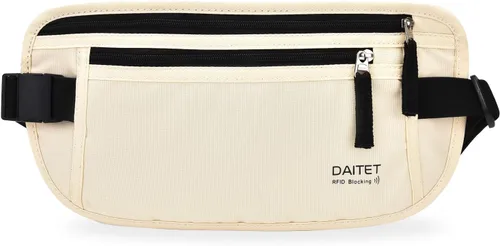 Miniatura 37 de DAITET Cinturón de dinero, soporte para pasaporte, cartera de viaje oculta segura con bloqueo RFID, riñonera encubierta (negro), Negro, Rfid