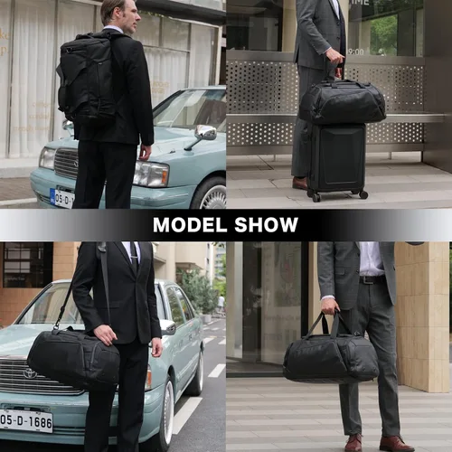 Miniatura 7 de Bolsa de viaje 40L, bolsa de gimnasio grande 4 en 1 con zapatos y ropa húmeda y compartimentos para laptop, color negro, Negro -, Bolsa de viaje