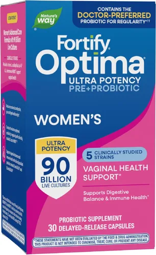 Nature's Way Fortify Optima - Probiótico para mujeres, probiótico de ultra potencia para la salud vaginal*, 90 mil millones de cultivos vivos, apoya