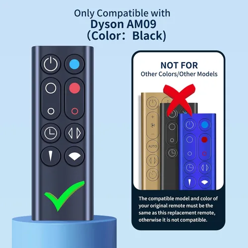 Miniatura 2 de Nuevo mando a distancia de repuesto compatible con Dyson Hot + Cool Tower Fan Heater Cooler AM09 (negro, número de pieza: 966538-04)