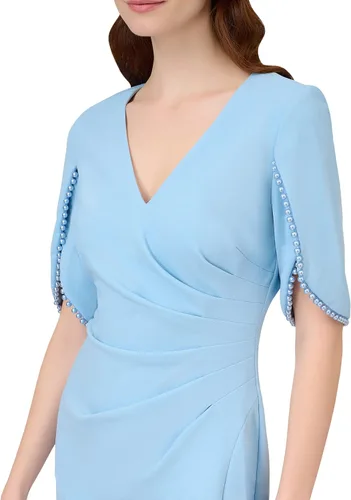 Miniatura 4 de Adrianna Papell Vestido de punto con ribete de perlas de crepé para mujer