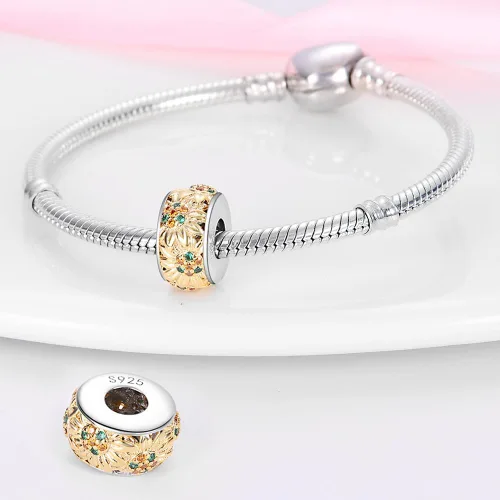Miniatura 26 de Pandach Dijes colgantes de plata de ley 925 para pulseras y collares, dijes colgantes de Madonna con cuentas de girasol, joyería para mujer