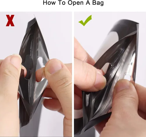 Miniatura 6 de 100 bolsas de Mylar resellables, a prueba de olores, con ventana transparente; bolsa de papel aluminio, plana, con cierre resellable.