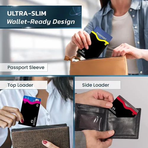 Miniatura 21 de 18 fundas de bloqueo RFID (14 soportes para tarjetas de crédito y 4 protectores para pasaportes) conjunto de protección premium contra robo