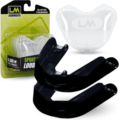 Loudmouth Sport Slim-Fit Boil & Bite - Protector bucal (paquete de 2) más funda protectora bucal, protección avanzada para todos los deportes de