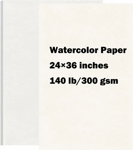 15 hojas de papel de acuarela grande de 140 libras/300 GSM, papel de dibujo de algodón de 24 x 36 pulgadas, papel de pintura en blanco con textura