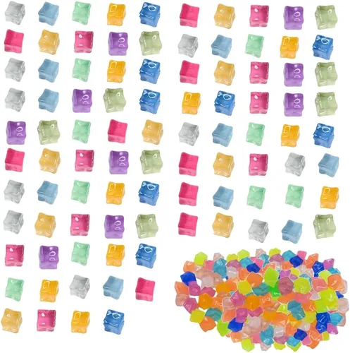 94 + 300 cubos acrílicos falsos y gemas de plástico, cristales de diamante falsos luminosos cuadrados triturados para decoración de mesa, decoración