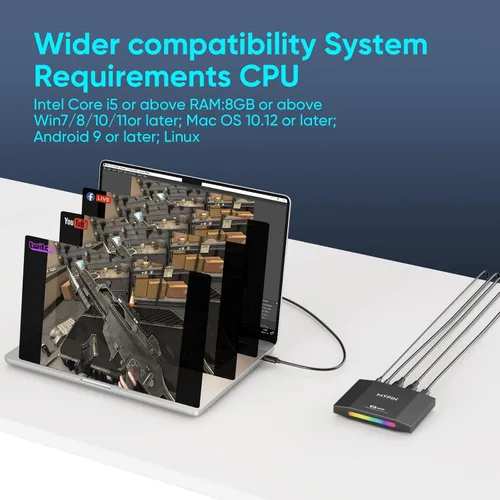 Miniatura 5 de Captura de videojuegos HDMI 4K 60fps y soporte de transferencia HDR y VRR, captura de 1080P 120fps para consola de juegos, transmisión en vivo