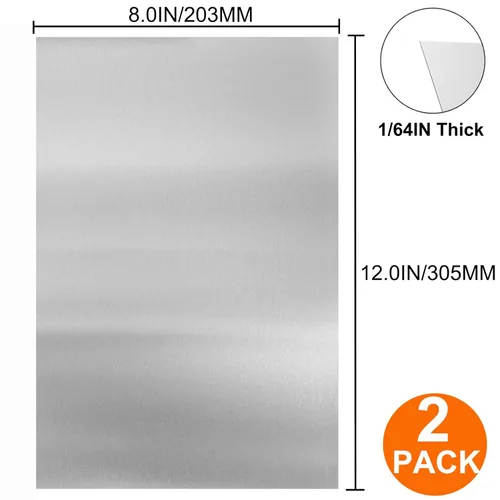 Miniatura 3 de 2 láminas de acero inoxidable 304 de metal de 8 x 12 x 1/64 pulgadas (0.020 in), placas de acero inoxidable 304 de calibre 24, láminas de metal