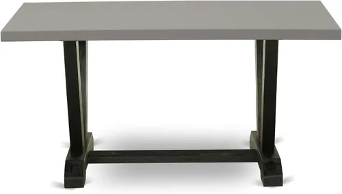 Miniatura 5 de East West Furniture V696EN120-5 - Juego de mesa de comedor moderno de 5 piezas, incluye una mesa rectangular de madera con patas en V y 4 sillas