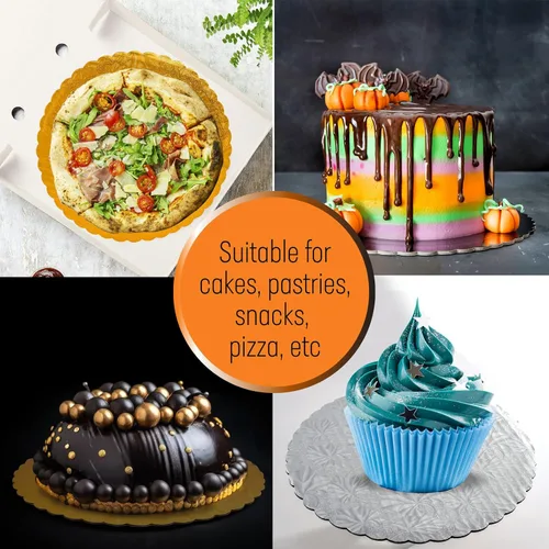 Miniatura 6 de Tableros para tartas con borde festoneado dorado de 12 pulgadas, 6