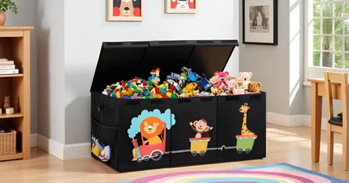 Miniatura 5 de Caja de juguetes XL - Contenedores de almacenamiento de juguetes con tapas, baúl plegable para niños y niñas, organizador de juguetes grandes
