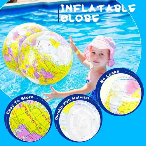 Miniatura 3 de Globo inflable de 16 pulgadas para inflar, globo del mundo de PVC, bola de playa, juguetes para niños, juego de piscina, juego en el aula, jugar