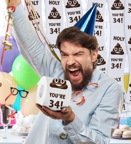 Miniatura 6 de Printed TP Holy You're 34 Birthday - Papel higiénico de regalo de broma para fiesta de cumpleaños 34, divertido regalo de cumpleaños, broma de papel