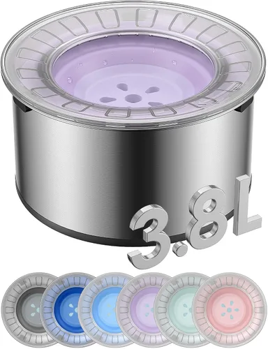Miniatura 8 de Heouvo Cuenco de agua grande de 1 galón para perro, sin derrames, tapa antiexcavación y parte inferior de goma: cuenco para perro a prueba