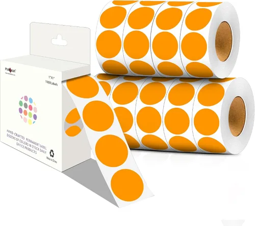 Miniatura 47 de PARLAIM Pegatinas adhesivas permanentes redondas de 1 pulgada con código de color en forma de puntos, 1000 por rollo, caja dispensadora de Azul