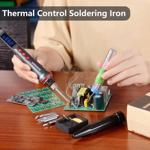 Miniatura 5 de Kit de soldador, 90 W, temperatura ajustable, 356.0-896.0 °F, soldador con pantalla LED, kit de pistola de soldadura 9 en 1, incluye 5 puntas, cable
