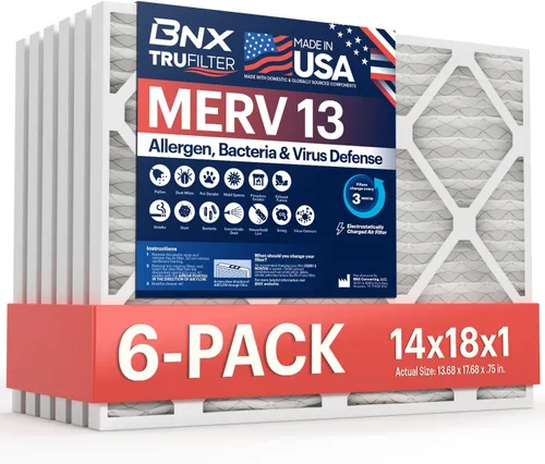 Miniatura 70 de BNX TruFilter - Filtro de aire 10 x 10 x 1 MERV 13, electrostático plisado, para aire acondicionado, HVAC y hornos, para alergias, polen, moho