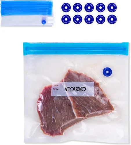VICARKO 30 bolsas con cremallera al vacío, bolsas selladoras al vacío, almacenamiento de alimentos, bolsas reutilizables, con doble capa, sin BPA,