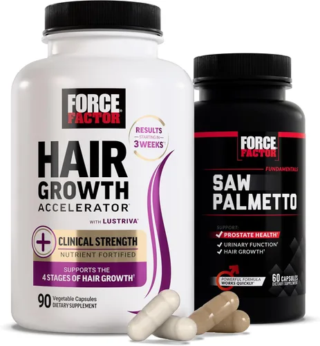 Force Factor Multivitamínico acelerador del crecimiento del cabello para mujeres y hombres, con Lustriva, biotina, cola de caballo y vitaminas A,