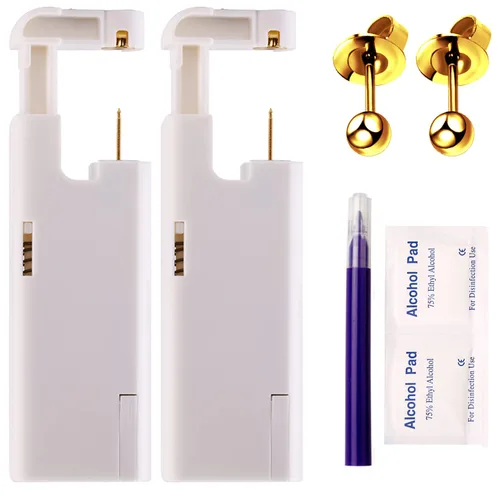Miniatura 8 de KAIQIKAIXI 18 piezas, kit de perforación de oreja, pistola de clavos para oreja automática e indolora, desechable, aséptica, casera, portátil, grupo
