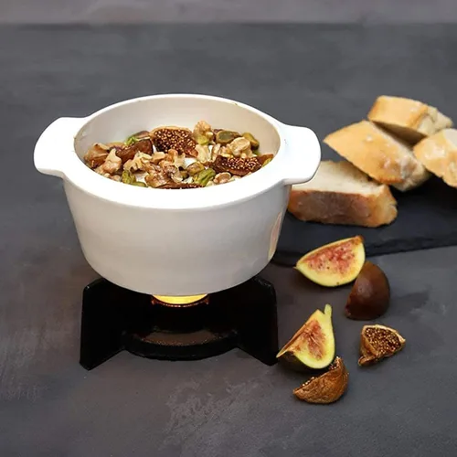 Miniatura 7 de Juego de fondue de cerámica, fondue de chocolate, fondue de queso o fondue de mantequilla, olla de fusión de porcelana ligera de té premium